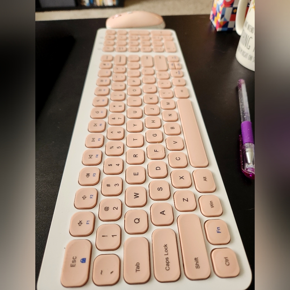 Pink Wireless Keyboard and Mouse Set